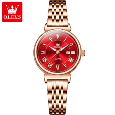 OLEVS 9997 Women's Watch - Red & RoseGold